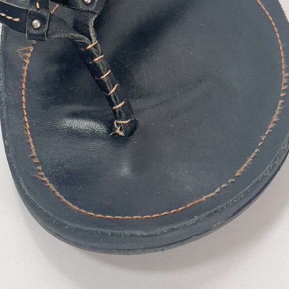 Olukai Black Leather Strappy Thong Sandals Women's 10 Beachy Summer Party - Picture 14 of 14